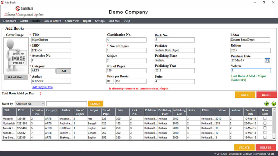 CodeAchi Library Management System screenshot 2