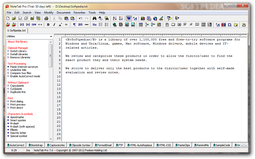 Notetab screenshot 1