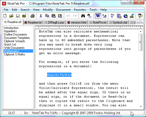 Notetab screenshot 2
