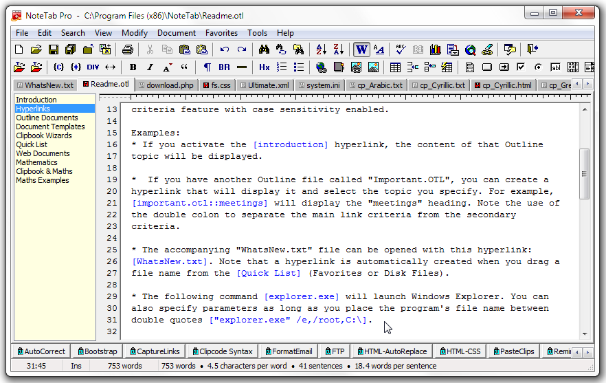 Notetab screenshot 3