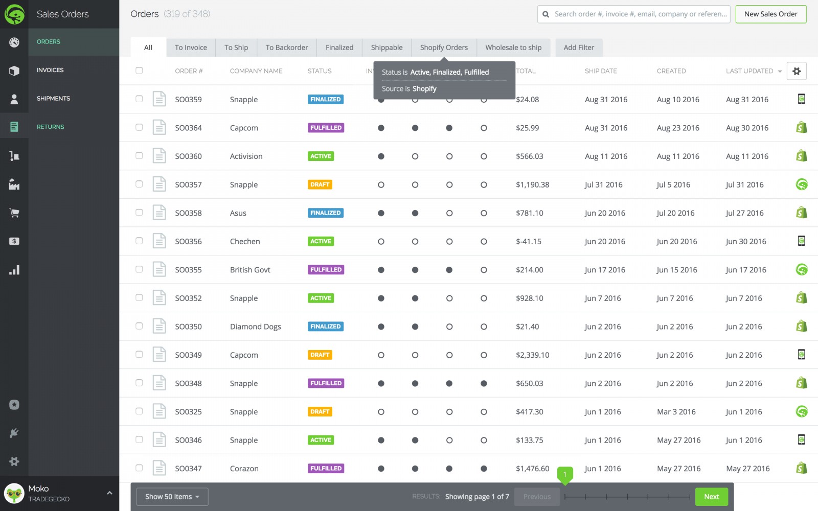 Tradegecko screenshot 1