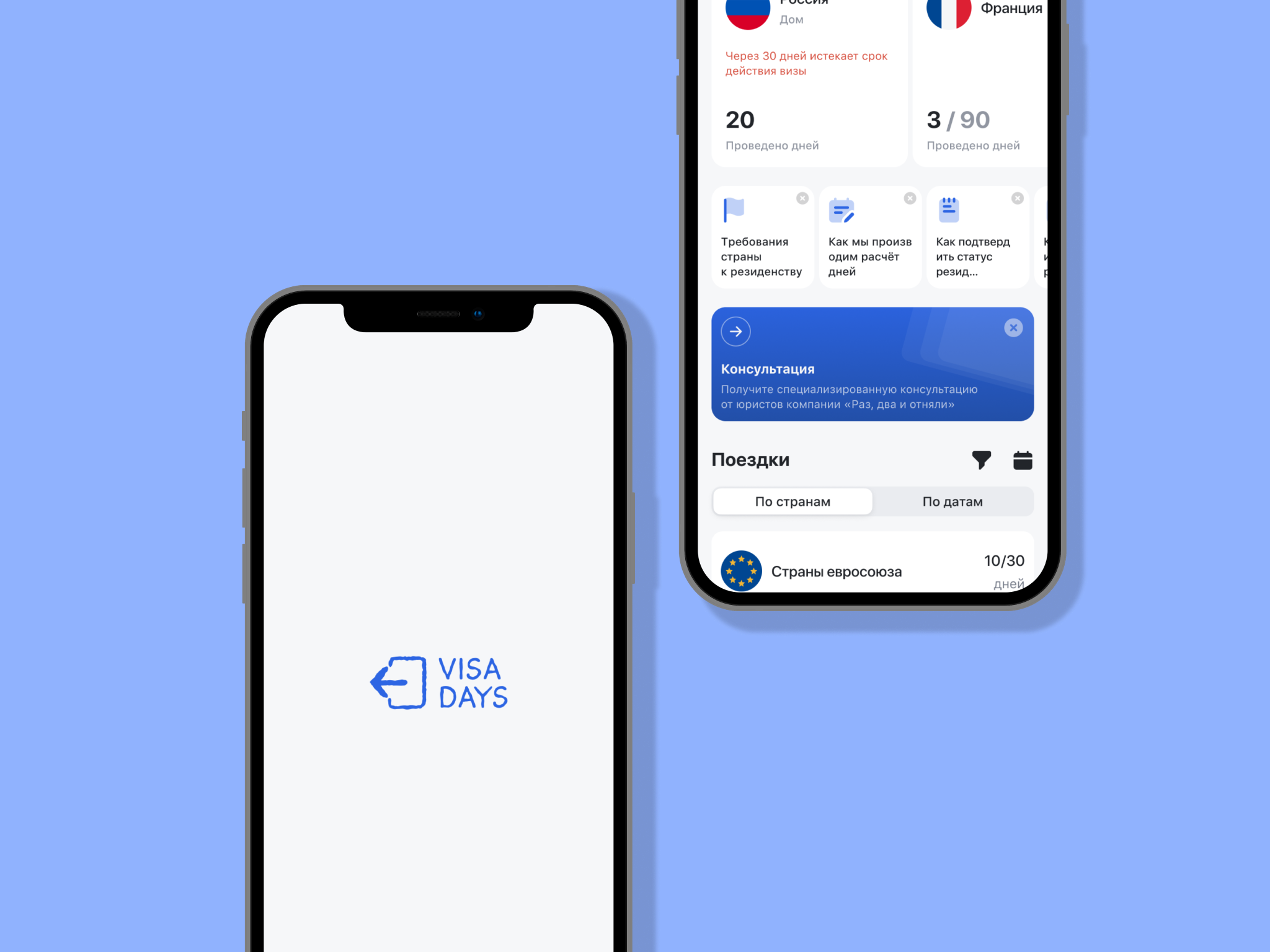 Приложение для учета времени, проведенного заграницей