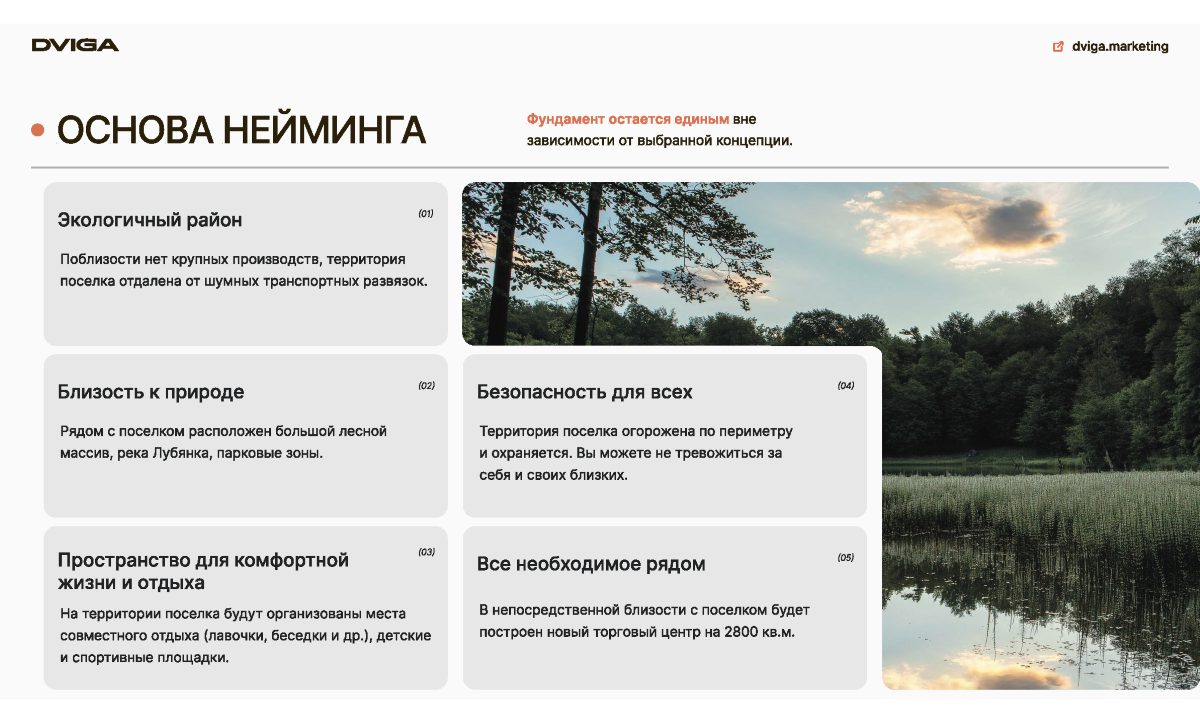 Основа нейминга на примере коттеджного поселка в Москве